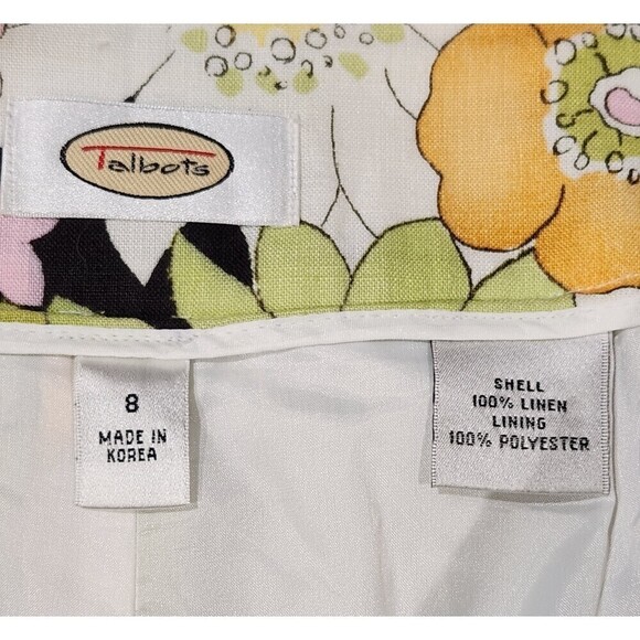 Vintage Talbots 100% Linen Floral Sketch Print Wide Leg Cropped Trouser Pants, 8 - Picture 9 of 9